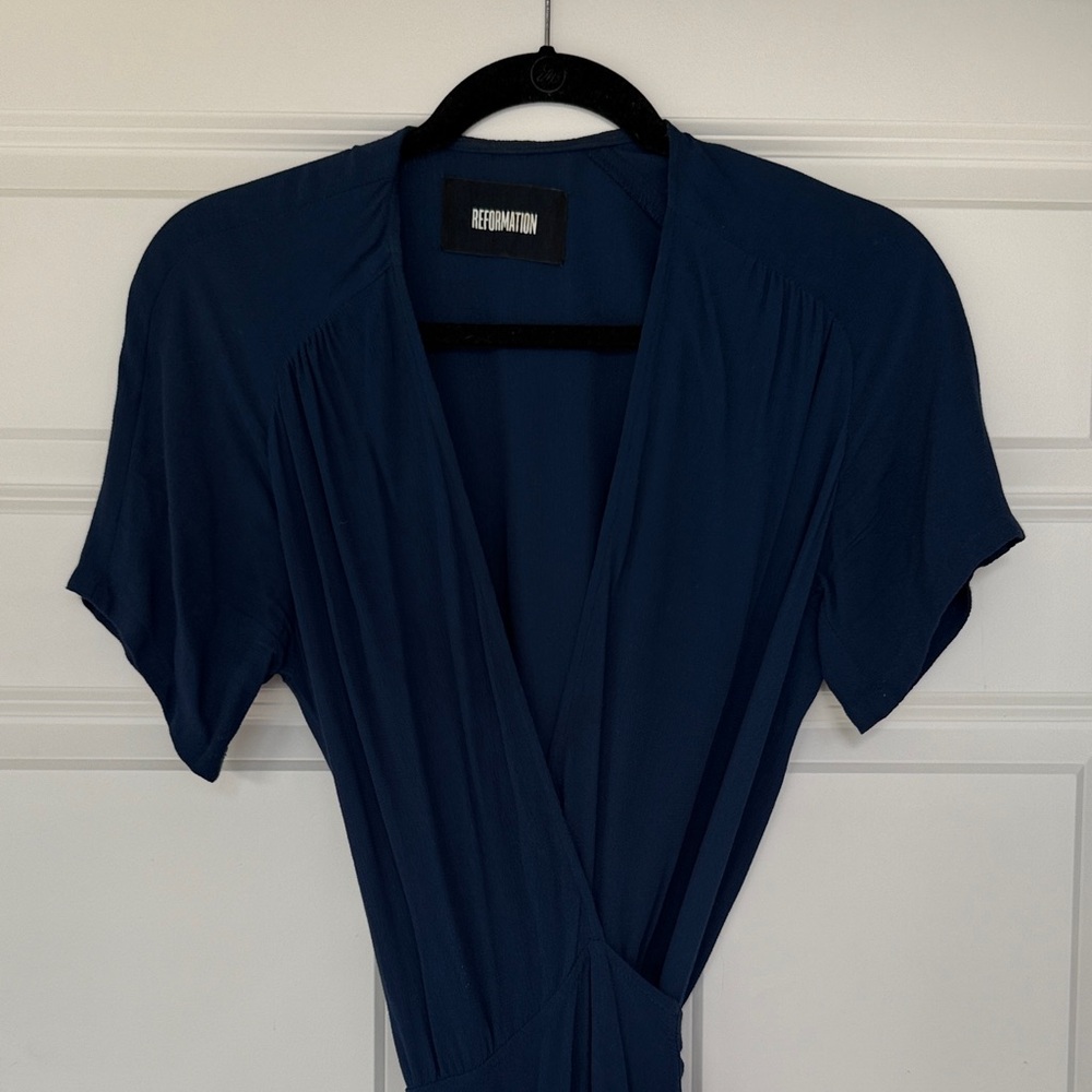 Reformation Navy Blue Wrap Dress
